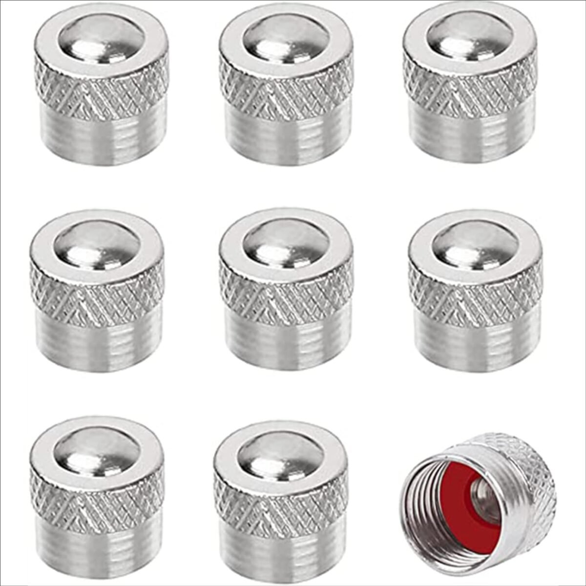 Metal Valve Caps, Car Valve Caps, Metal Caps with Rubber Ring Seal, Tyre Valve Caps, Valve Covers, Car Valve Caps for Car, Motorcycle, Bicycle, Scooter (Pack of 9)