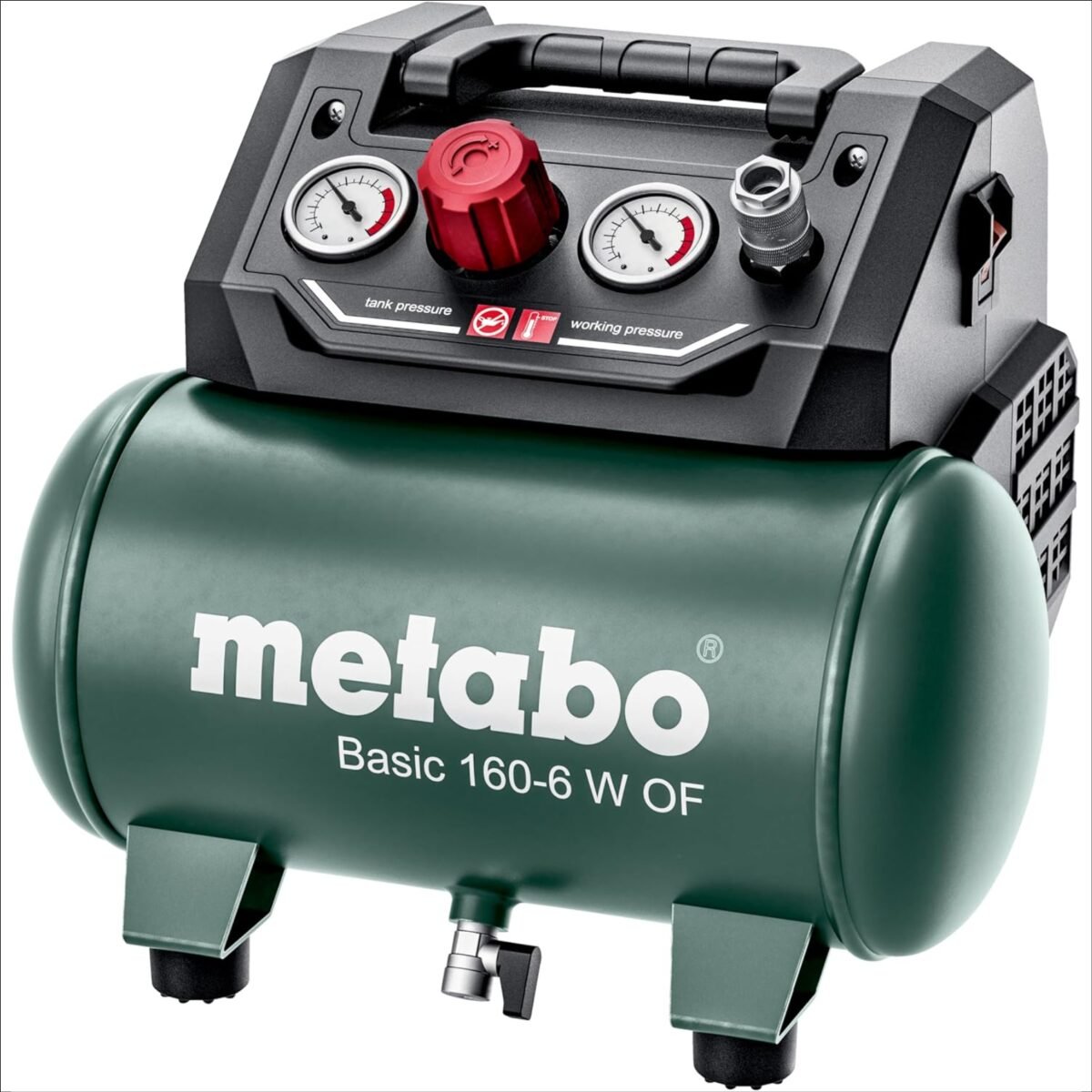Metabo Compressor Basic 160-6 W OF (boiler 6 L, max. Pressure 8 bar, suction capacity 160 l/min, filling capacity 65 l/min, max. Speed 3500/min, compact design) 601501000